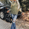 Happy Smiles Knit Sweater in Olive Image - 1
