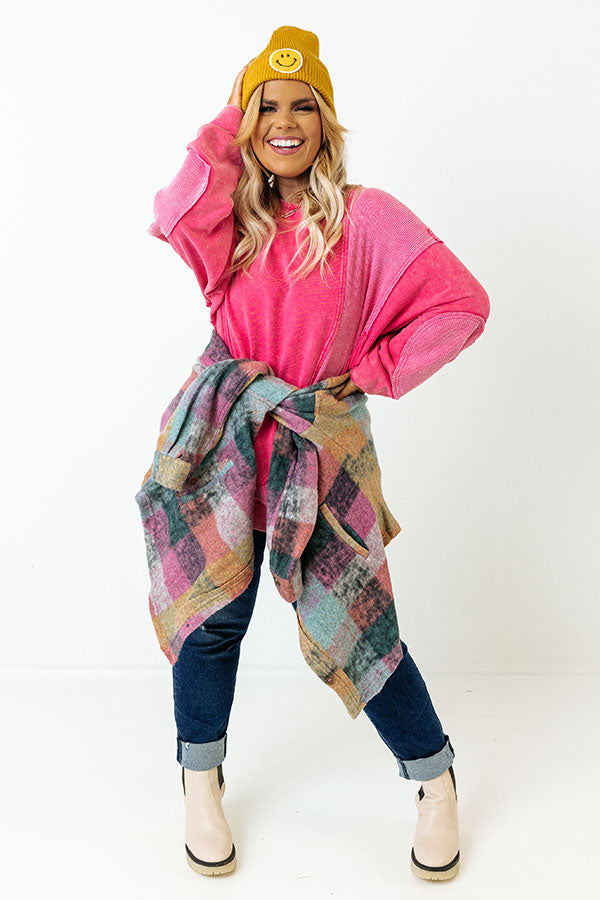 Espresso Run Sweater In Hot Pink Curves Image - 1