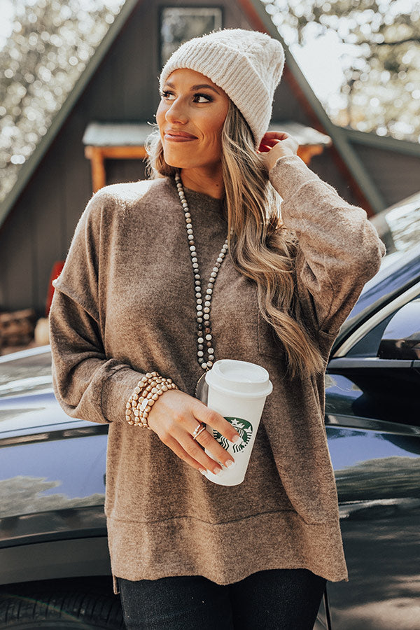 Upstate Cozy Shift Sweater In Mocha