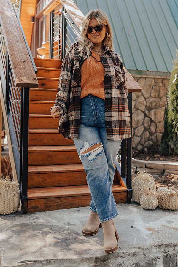 Find Me By The Bonfire Jacket In Chestnut Curves