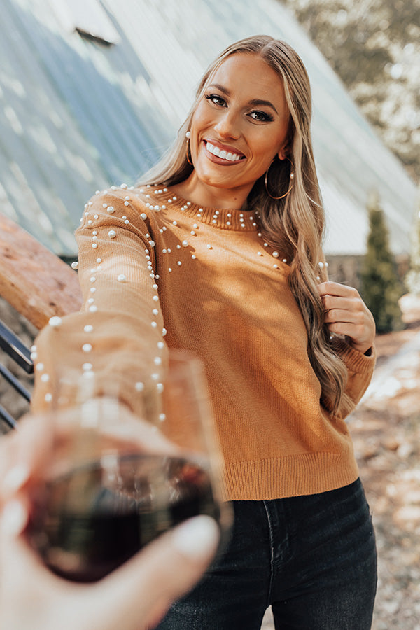Flash A Smile Embellished Sweater in Camel Image - 1