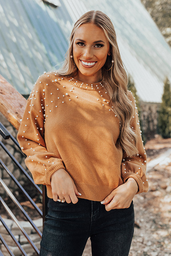 Flash A Smile Embellished Sweater in Camel Image - 2