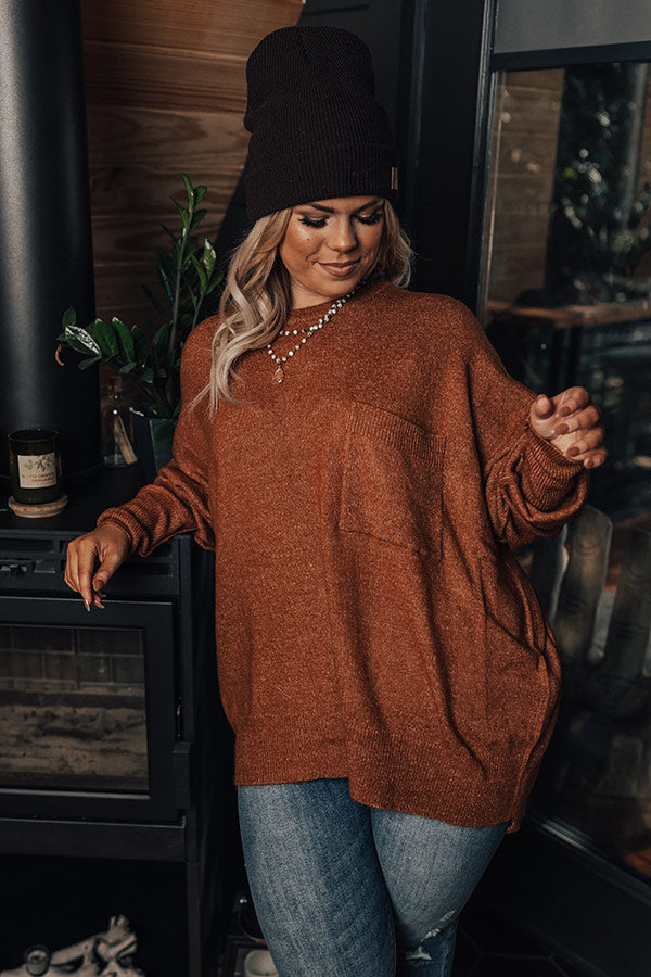 Golden Light Shift Sweater In Rust Curves Image - 2