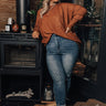 Golden Light Shift Sweater In Rust Curves Image - 1