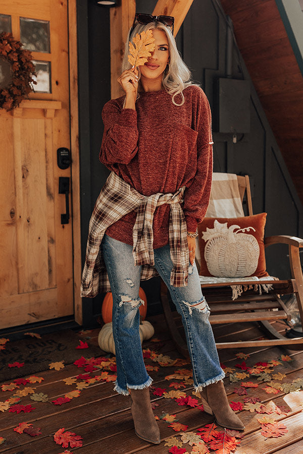 Upstate Cozy Shift Sweater In Wine Image - 2