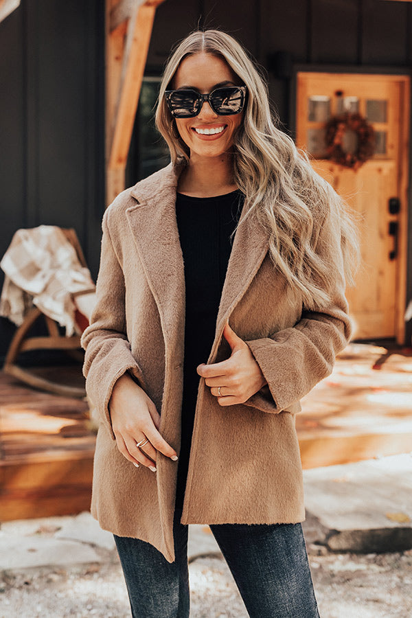 Out For A Drive Faux Fur Jacket In Mocha