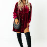 Apple Cider Sips Velvet Dress in Wine Image - 1