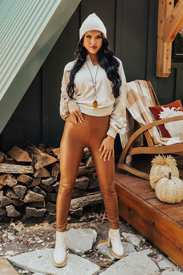 The Jora Faux Leather High Waist Legging In Camel