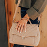 Locking Eyes Quilted Faux Leather Purse In Warm Taupe Image - 1