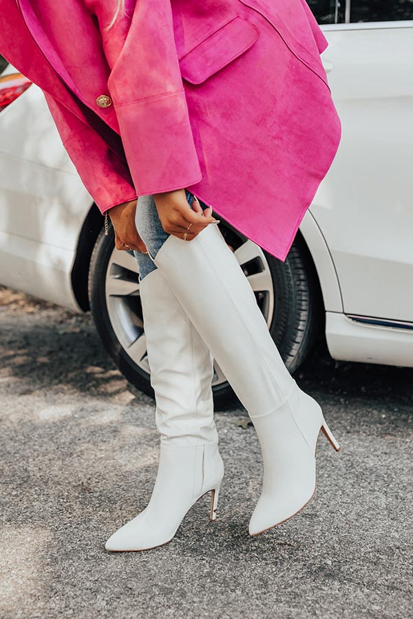 The Luella Faux Leather Knee High Boot In White Image - 2