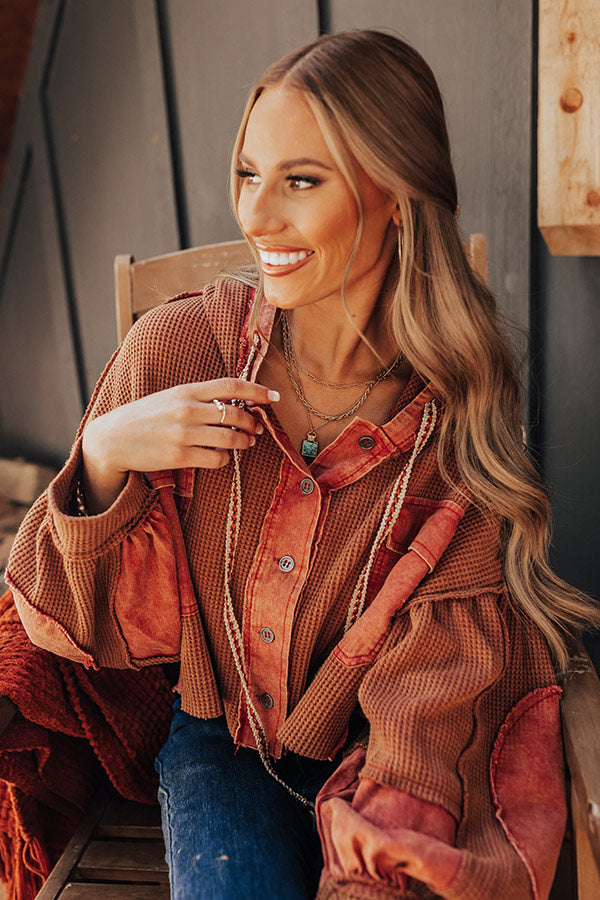 Autumn Sweetheart Waffle Knit Sweater In Rust Image - 2
