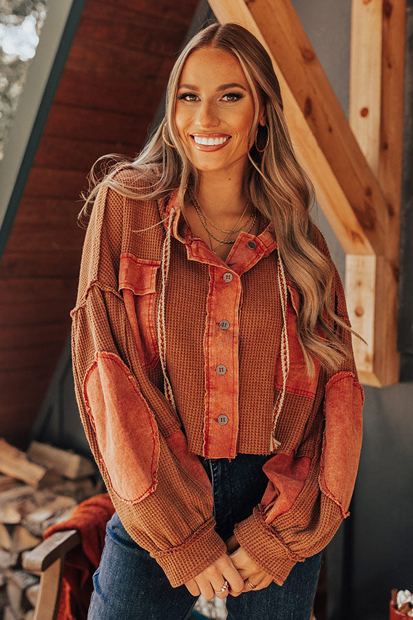 Autumn Sweetheart Waffle Knit Sweater In Rust Image - 1