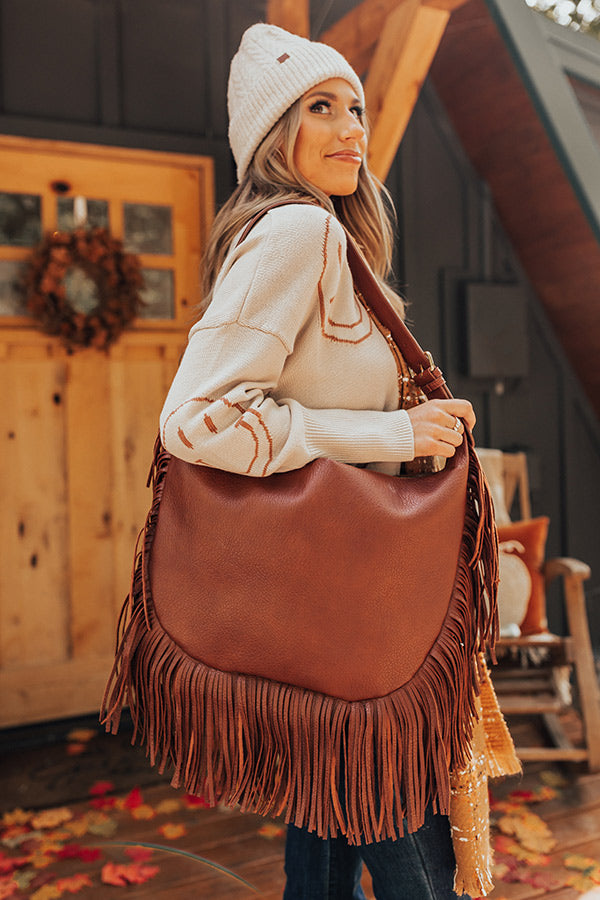 No Hesitation Faux Leather Fringe Tote In Cinnamon Image - 1