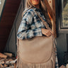 No Hesitation Faux Leather Fringe Tote In Warm Taupe Image - 1