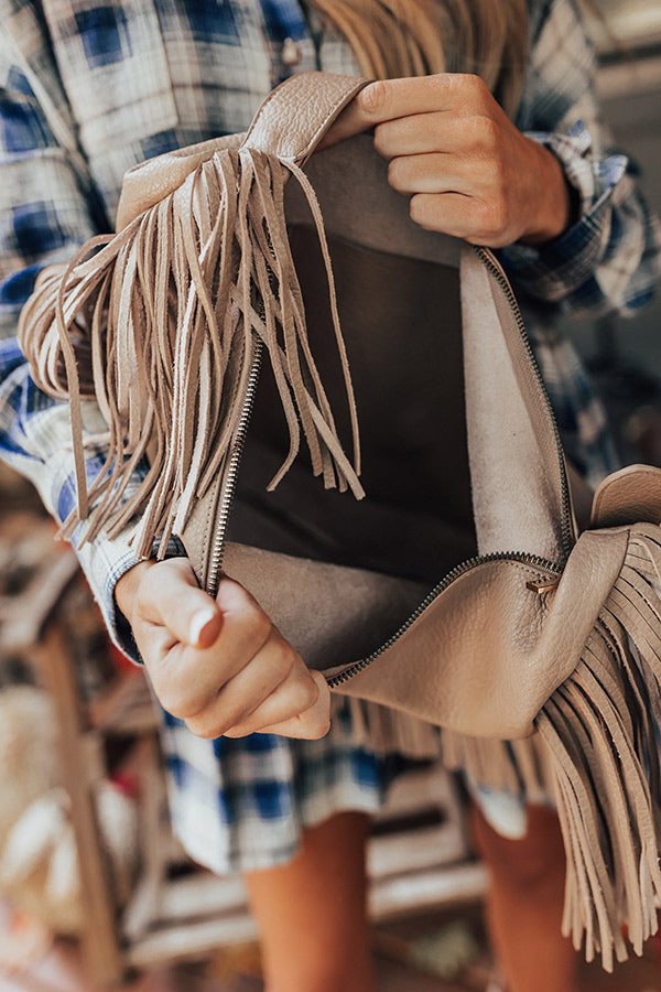 No Hesitation Faux Leather Fringe Tote In Warm Taupe Image - 2