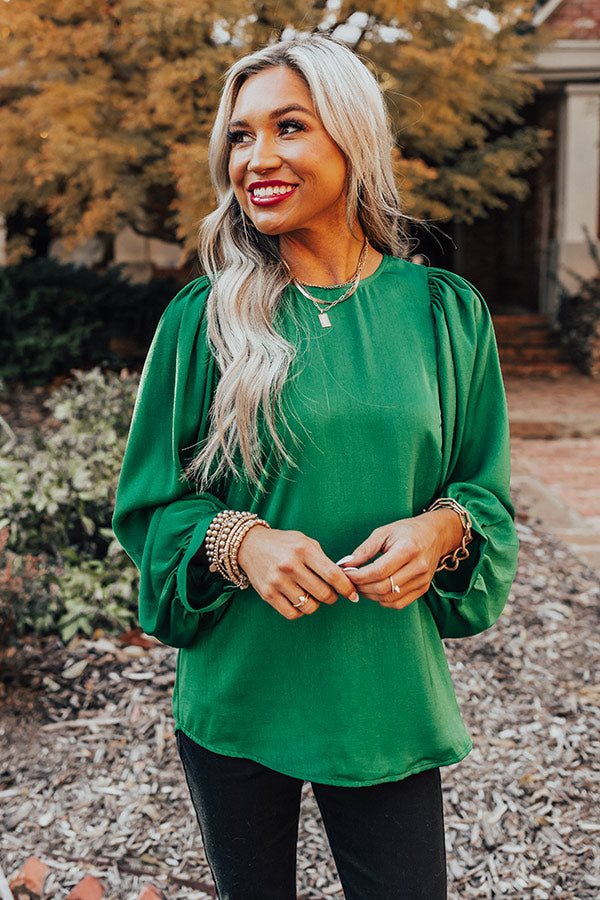 Charming Days Shift Top In Hunter Green Image - 1