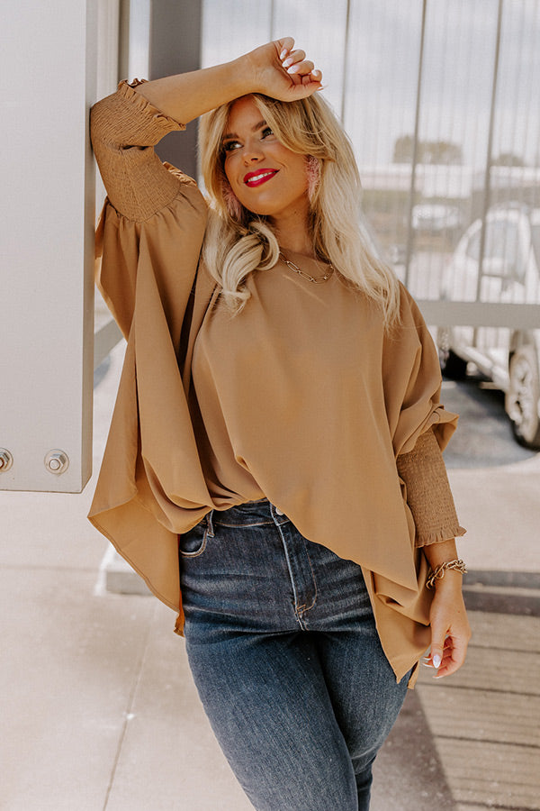 Let It Be Shift Top In Khaki Curves