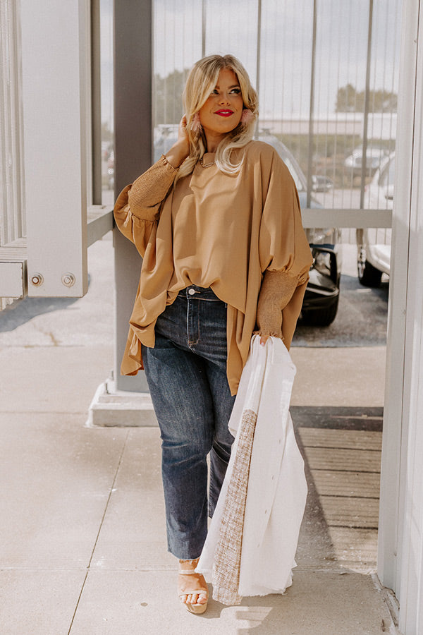 Let It Be Shift Top In Khaki Curves Image - 2
