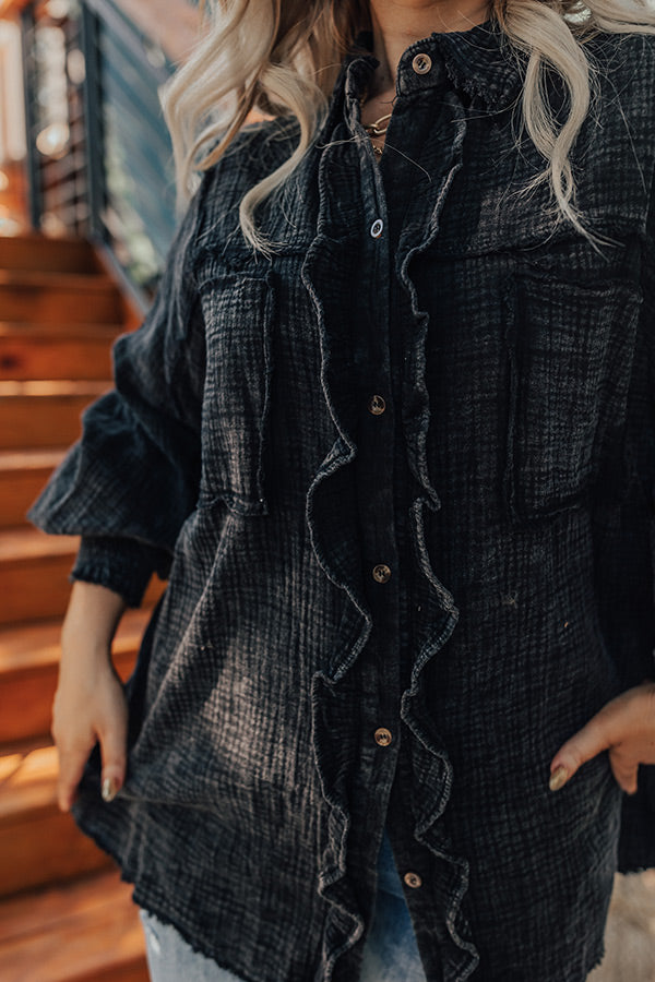 Autumn Brunch Button Up In Vintage Black Curves Image - 1