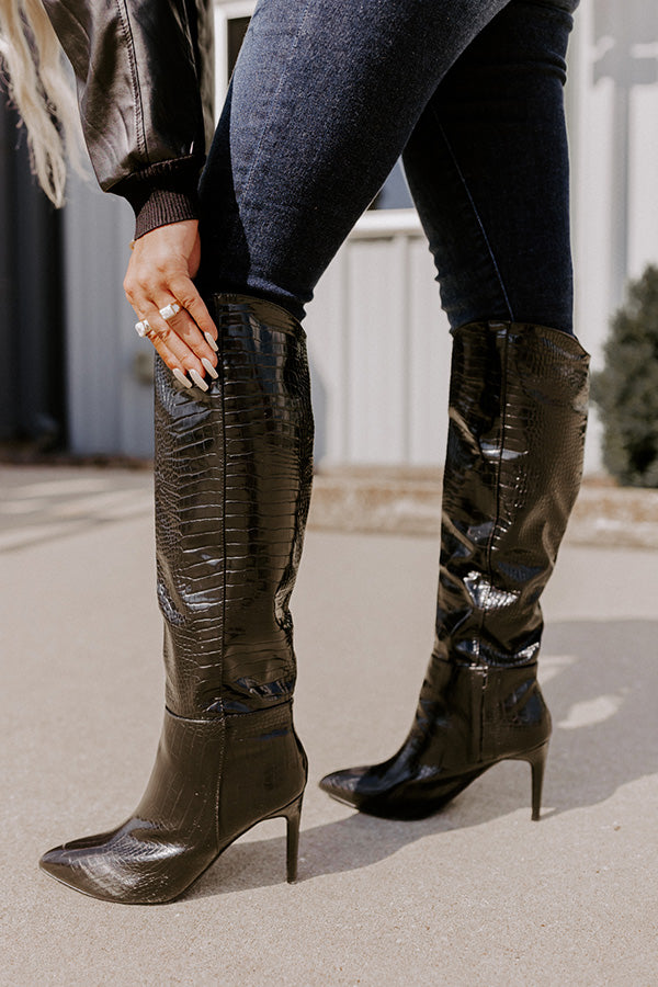 The Luella Faux Leather Knee High Boot In Black Image - 2