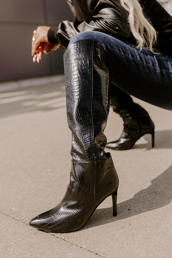 The Luella Faux Leather Knee High Boot In Black Image - 3