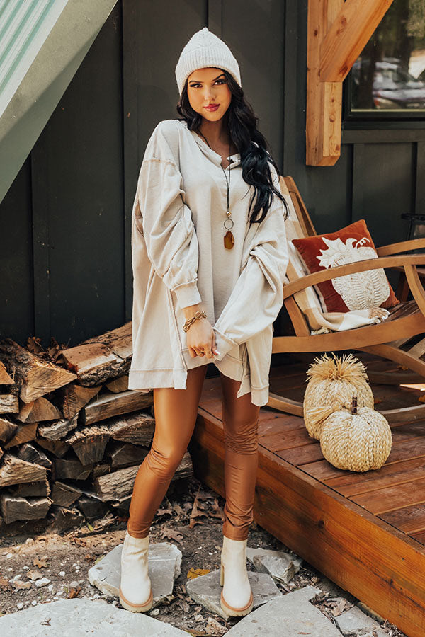 Tres Cozy Oversized Sweatshirt In Stone Image - 2