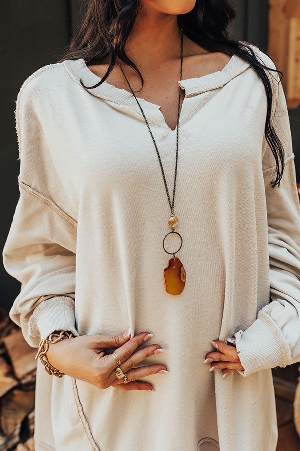 Tres Cozy Oversized Sweatshirt In Stone Image - 3