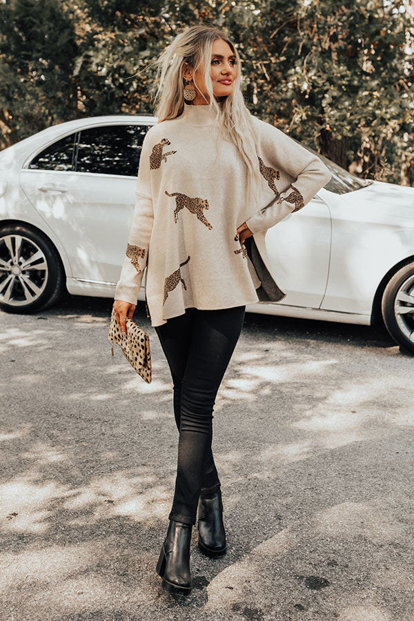 Cozy And Kind Cheetah Sweater in Birch Image - 2