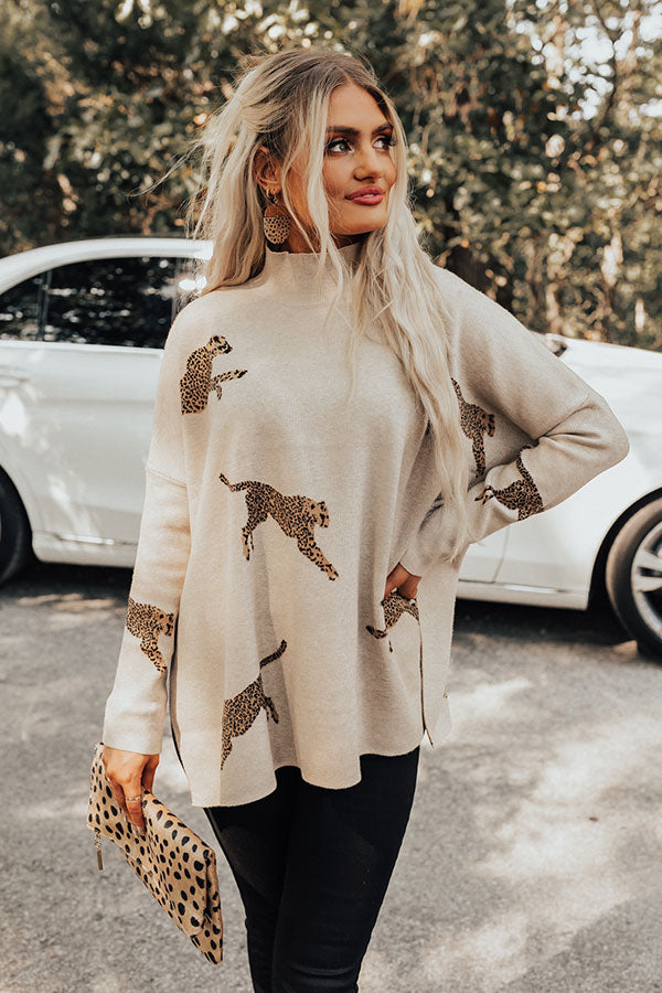 Cozy And Kind Cheetah Sweater in Birch Image - 1