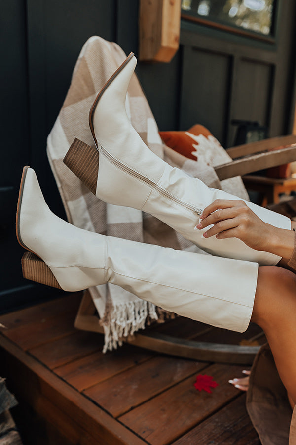 The Ulyssa Faux Leather Knee High Boot in White Image - 2