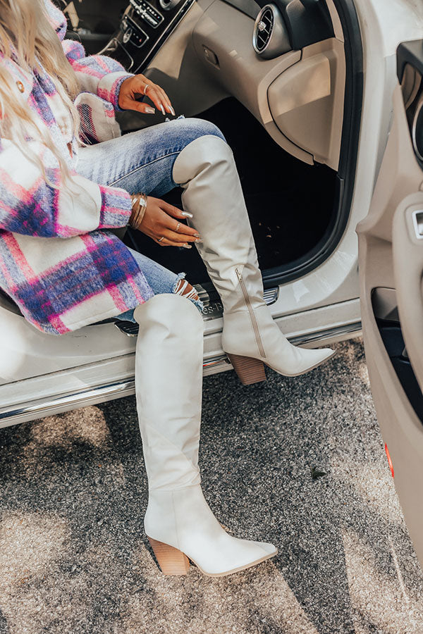 The Spell Faux Leather Over The Knee Boot In White Image - 1