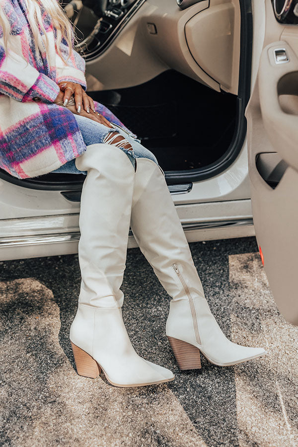 The Spell Faux Leather Over The Knee Boot In White Image - 4