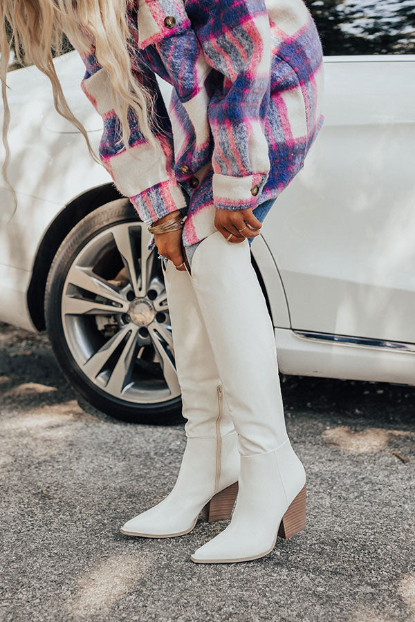 The Spell Faux Leather Over The Knee Boot In White Image - 5