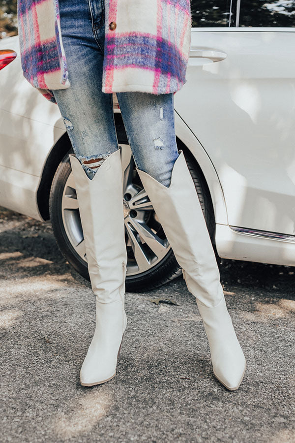 The Spell Faux Leather Over The Knee Boot In White Image - 2