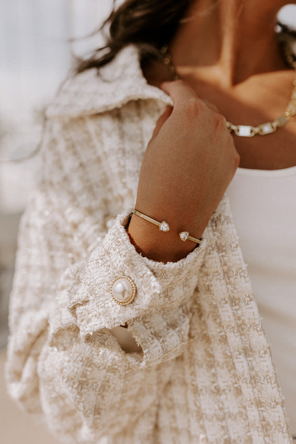 Kendra Scott Arden Gold Cuff Bracelet in White Crystal Image - 2