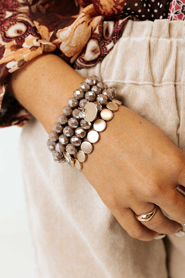 The Stack Me Pretty Bracelet Set In Taupe Image - 2