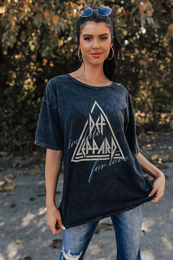 Def Leppard Too Late For Love Distressed Graphic Tee Image - 2