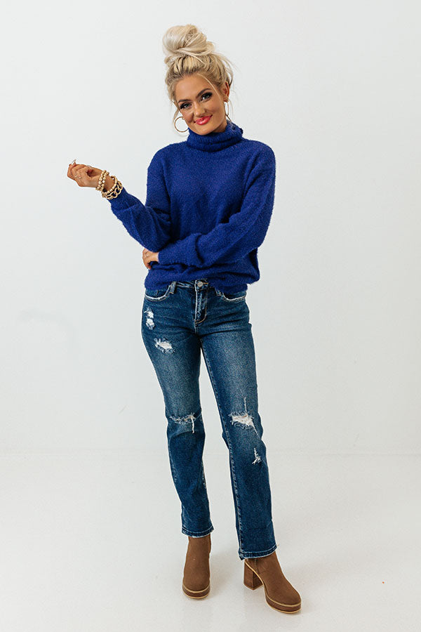 Boston Chill Eyelash Knit Sweater In Royal Blue Image - 2