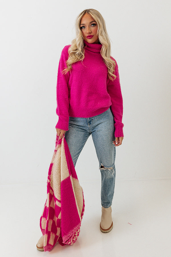 Boston Chill Eyelash Knit Sweater In Hot Pink Image - 3