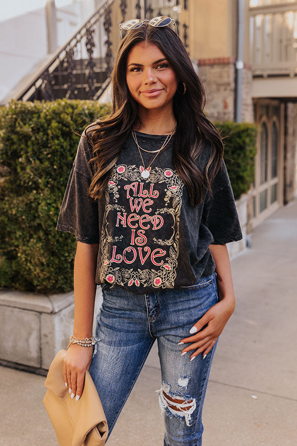 All We Need Is Love Distressed Graphic Tee Image - 1