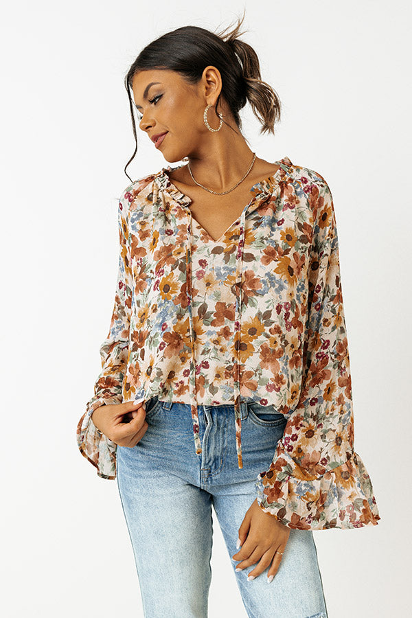 Pumpkin Swirl Floral Shift Top Image - 1
