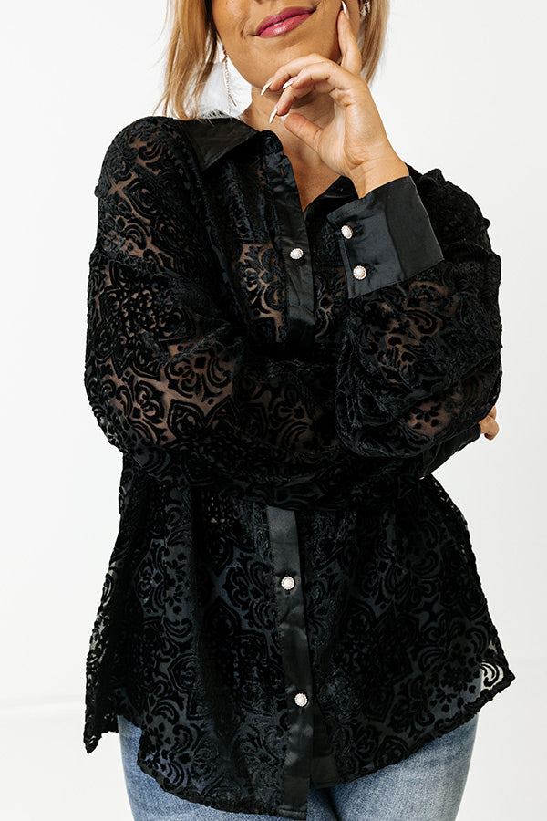 Rooftop Soiree Velvet Burnout Top In Black Curves Image - 5