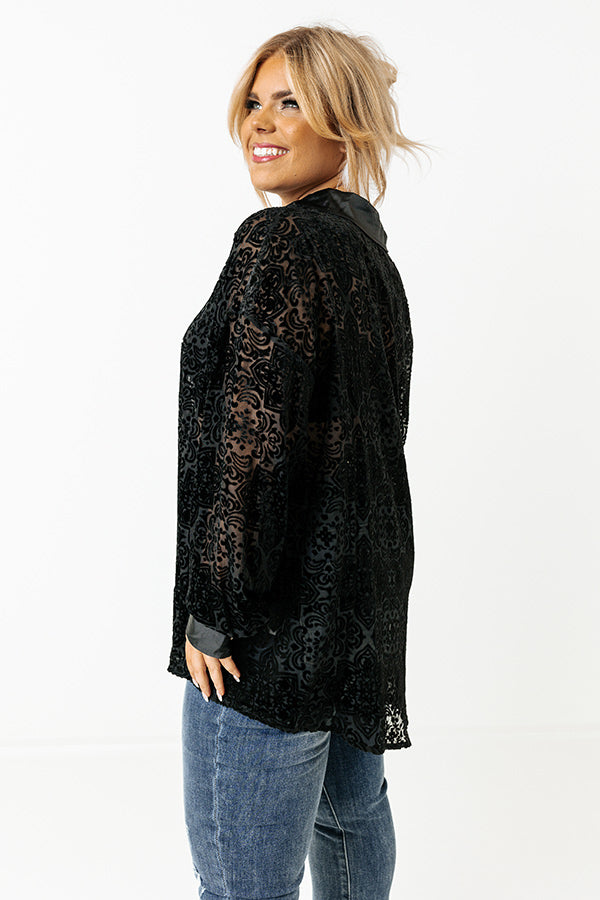 Rooftop Soiree Velvet Burnout Top In Black Curves Image - 3