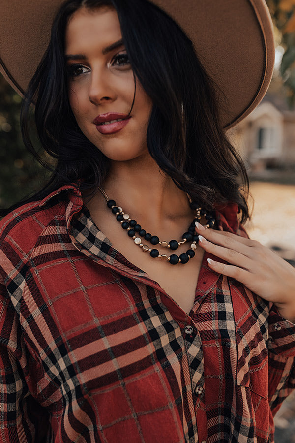 Casual Outing Layered Necklace In Black Image - 1