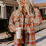 Cozy Cabin Vibes Plaid Jacket In Rust Image - 1