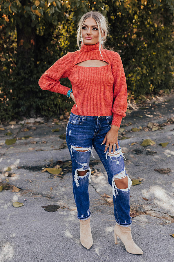 Cozy Paradise Cut Out Sweater in Scarlet Image - 2