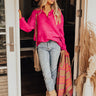 Snowfall Feels Sweater In Hot Pink Image - 1