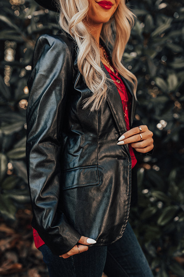 Editor's Choice Faux Leather Blazer Image - 3