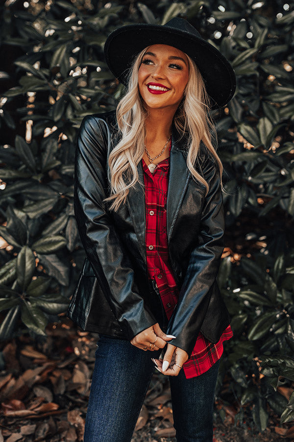 Editor's Choice Faux Leather Blazer