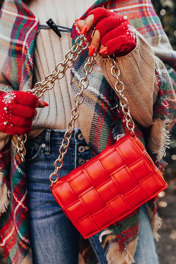 Luxe Landing Faux Leather Purse In Red